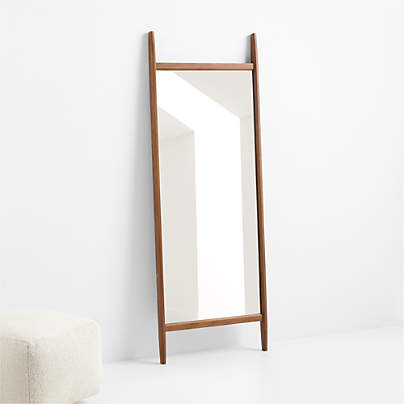 Tate Walnut Wood Floor Mirror 28" x 75"