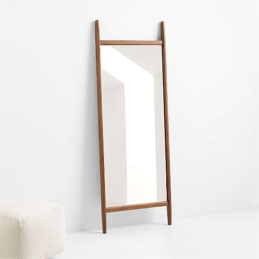 Tate Walnut Wood Floor Mirror 28" x 75"