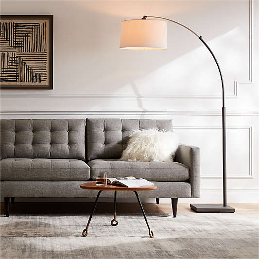 Dexter Arc Floor Lamp with White Shade