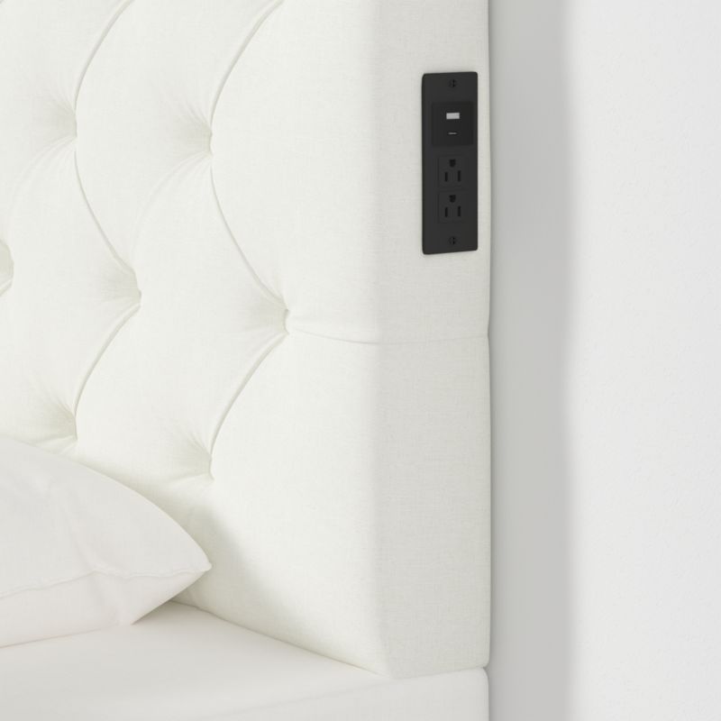 Tufted Linen White Twin Charging Wall-Mounted Headboard - image 4 of 6