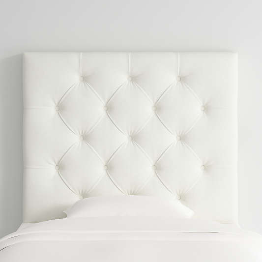 Tufted Linen White Twin Charging Wall-Mounted Headboard