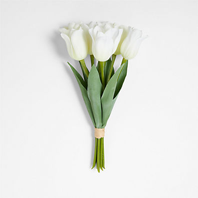 View White Faux Tulip Bunch details