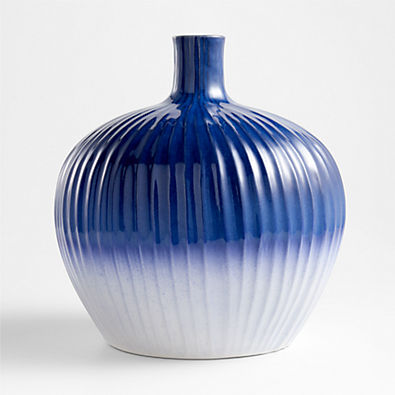 View Tunise Blue and White Reactive Glaze Vase 12" details