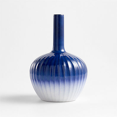 View Tunise Blue and White Reactive Glaze Vase 5" details