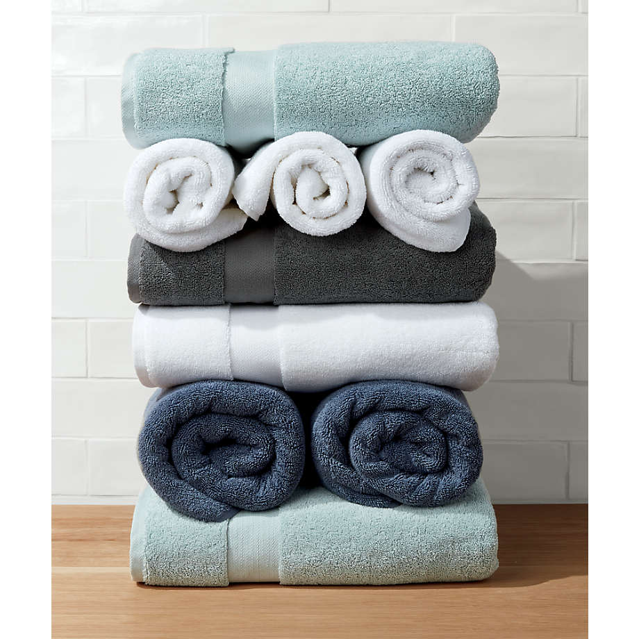 Quick-Dry Organic Cotton White Bath Towels, Set of 6