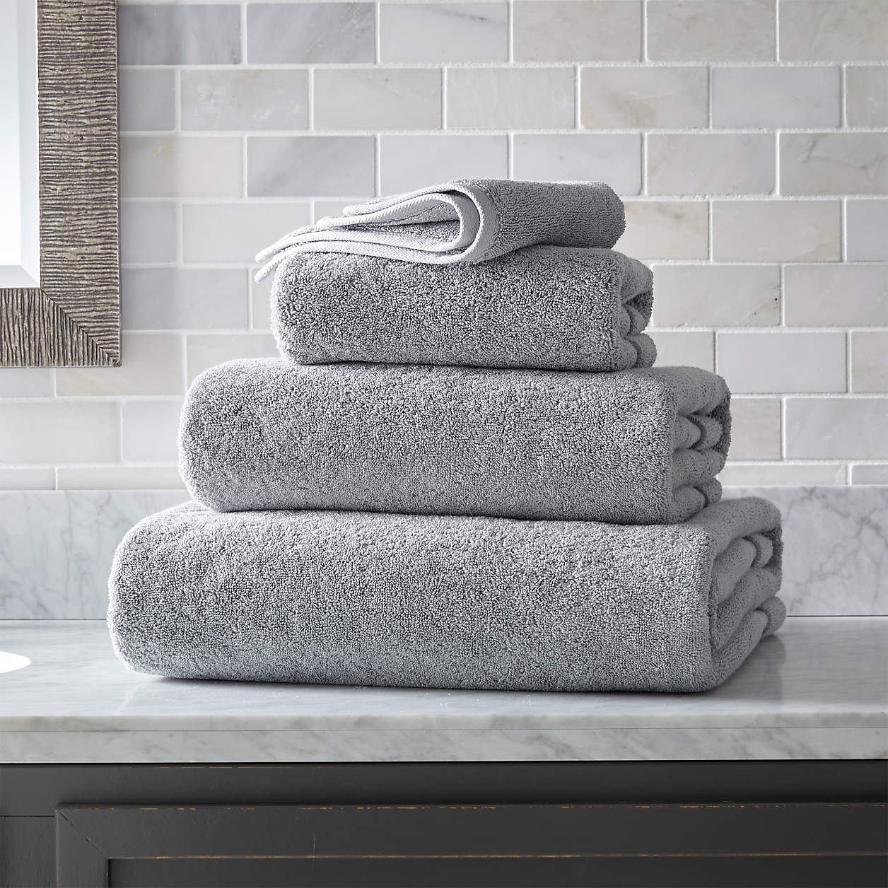 Organic 800Gram Grey Turkish Bath Towels Crate & Barrel