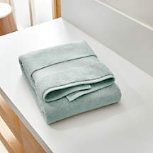 Organic Turkish Cotton Spa Blue Bath Towel + Reviews | Crate & Barrel