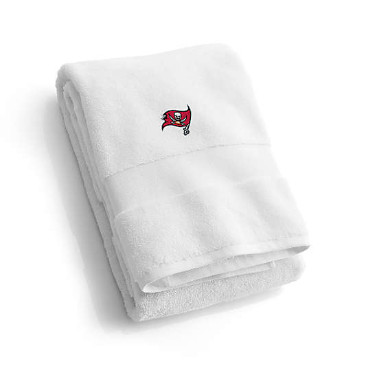 NFL Tampa Bay Buccaneers Organic Turkish Cotton White Bath Towels, Set of 2