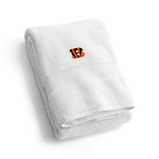 NFL Cincinnati Bengals Organic Turkish Cotton White Bath Towels, Set of 2