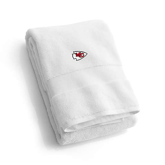 NFL Kansas City Chiefs Organic Turkish Cotton White Bath Towels, Set of 2