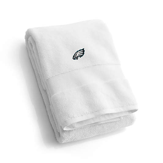 NFL Philadelphia Eagles Organic Turkish Cotton White Bath Towels, Set of 2