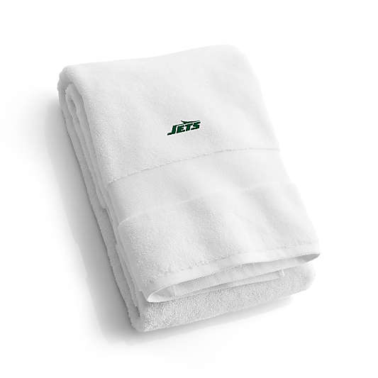NFL New York Jets Organic Turkish Cotton White Bath Towels, Set of 2