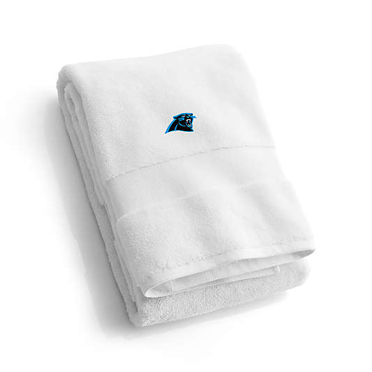 NFL Carolina Panthers Organic Turkish Cotton White Bath Towels, Set of 2