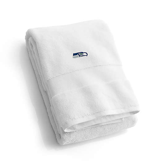 NFL Seattle Seahawks Organic Turkish Cotton White Bath Towels, Set of 2