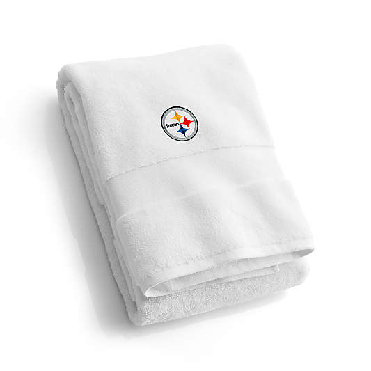 NFL Pittsburgh Steelers Organic Turkish Cotton White Bath Towels, Set of 2