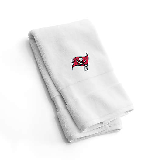 NFL Tampa Bay Buccaneers Organic Turkish Cotton White Hand Towels, Set of 2