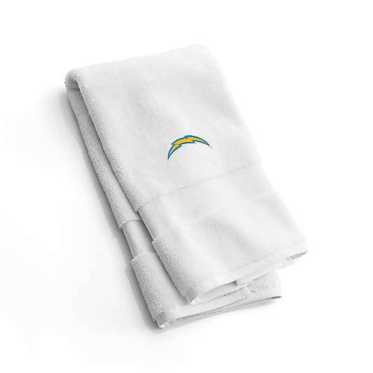 NFL Los Angeles Chargers Organic Turkish Cotton White Hand Towels, Set of 2