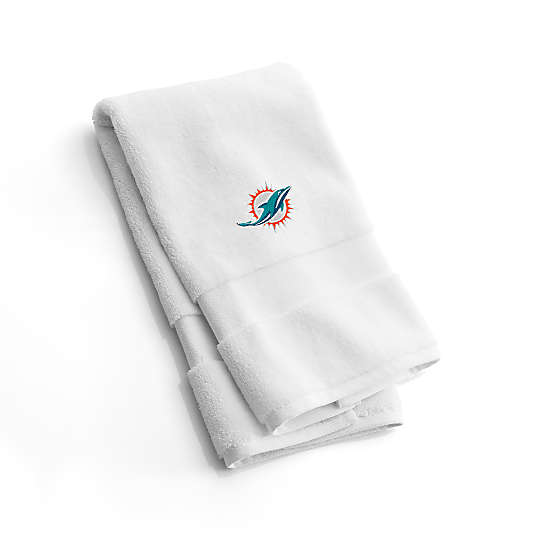 NFL Miami Dolphins Organic Turkish Cotton White Hand Towels, Set of 2