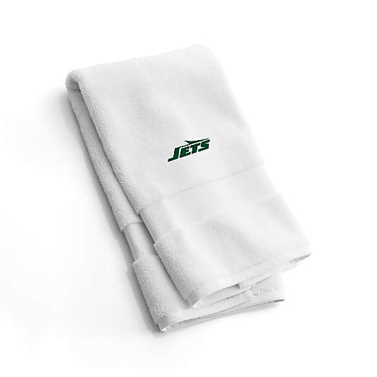 NFL New York Jets Organic Turkish Cotton White Hand Towels, Set of 2