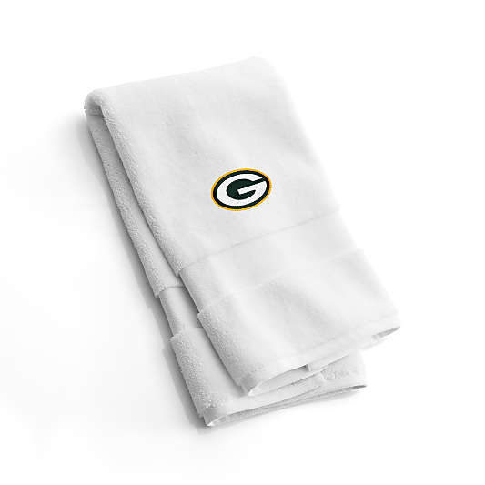 NFL Green Bay Packers Organic Turkish Cotton White Hand Towels, Set of 2