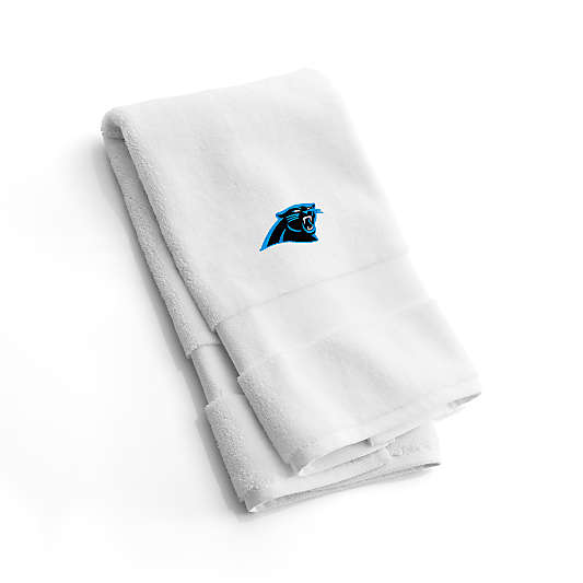 NFL Carolina Panthers Organic Turkish Cotton White Hand Towels, Set of 2