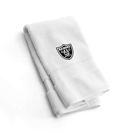 NFL Las Vegas Raiders Organic Turkish Cotton White Hand Towels, Set of 2