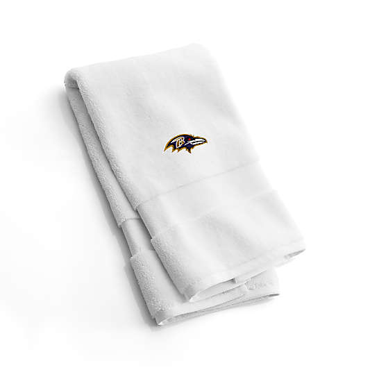 NFL Baltimore Ravens Organic Turkish Cotton White Hand Towels, Set of 2