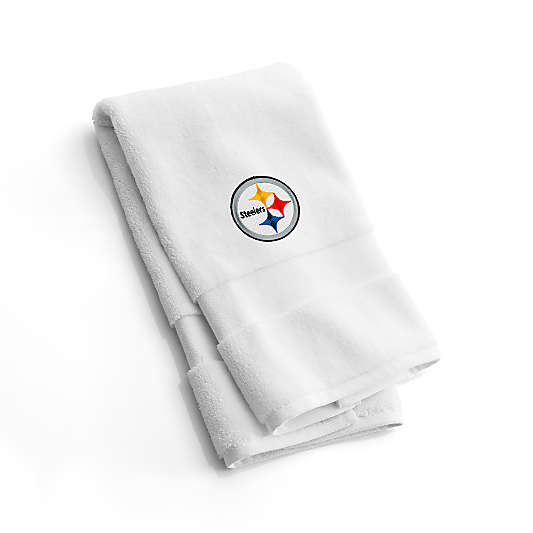 NFL Pittsburgh Steelers Organic Turkish Cotton White Hand Towels, Set of 2