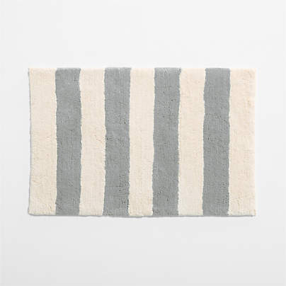 Turkish Organic Cotton Breton Stripe Mist Blue Kids Bath Mat