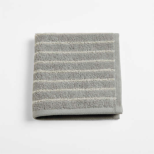 Turkish 100% Organic Cotton Breton Stripe Mist Blue Kids Washcloth