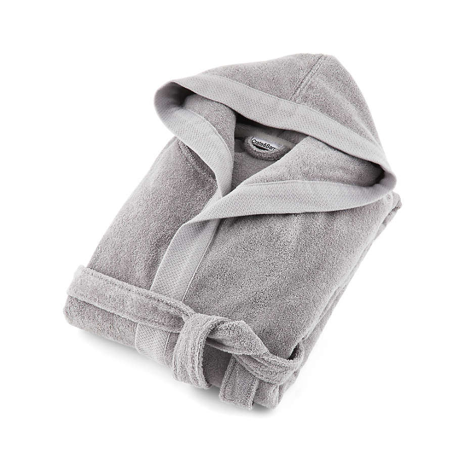 Organic Turkish Grey Cotton Hooded Bathrobe S/M + Reviews