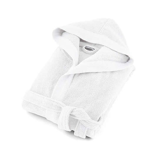 Organic Turkish White Cotton Hooded Bathrobe S/M.