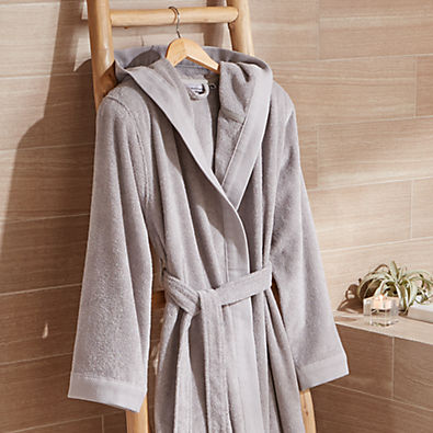 View Organic Turkish Grey Cotton Hooded Bathrobe L/XL details
