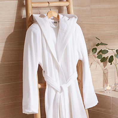 View Organic Turkish White Cotton Hooded Bathrobe S/M. details