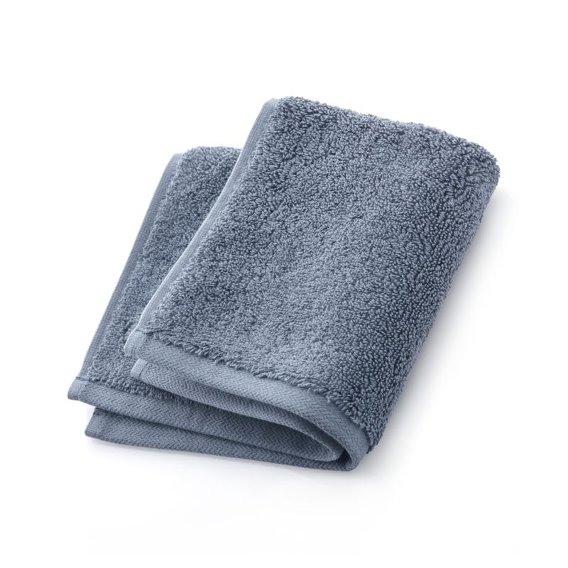 Organic Turkish Cotton Evening Blue Washcloth + Reviews | Crate & Barrel