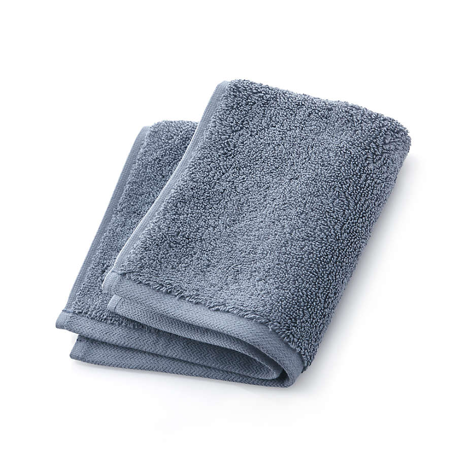 Evening Blue Organic Turkish Cotton Bath Towels, Set of 8