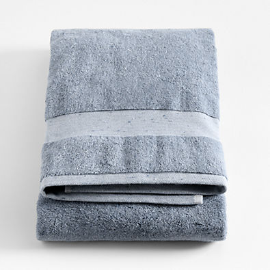 View Organic Turkish Cotton Fleck Smoke Blue Bath Sheet details
