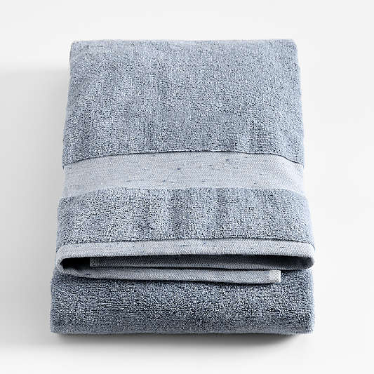 Organic Turkish Cotton Fleck Smoke Blue Bath Sheet