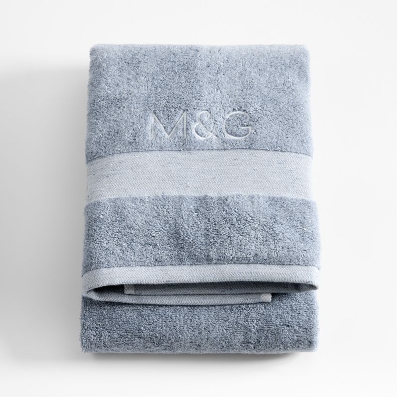 Organic Turkish Cotton Fleck Smoke Blue Bath Towel - image 9 of 11