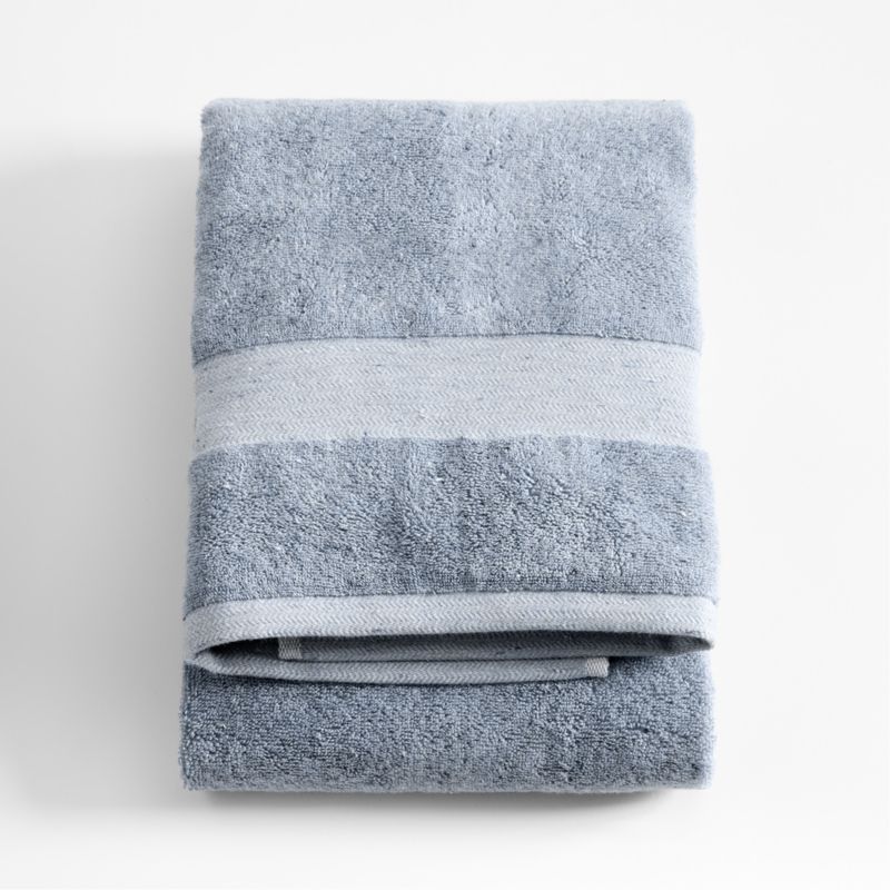 Organic Turkish Cotton Fleck Smoke Blue Bath Towel - image 0 of 11