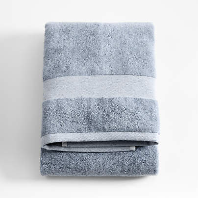 Organic Turkish Cotton Fleck Smoke Blue Bath Towel