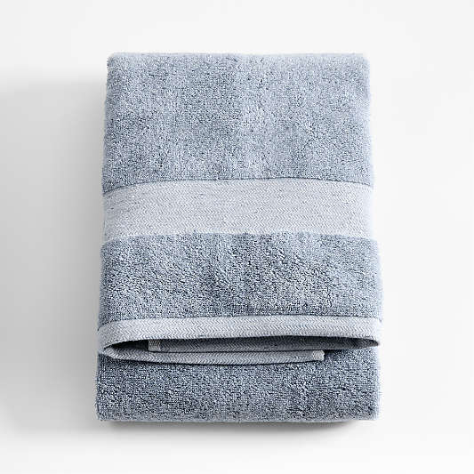 Organic Turkish Cotton Fleck Smoke Blue Bath Towel