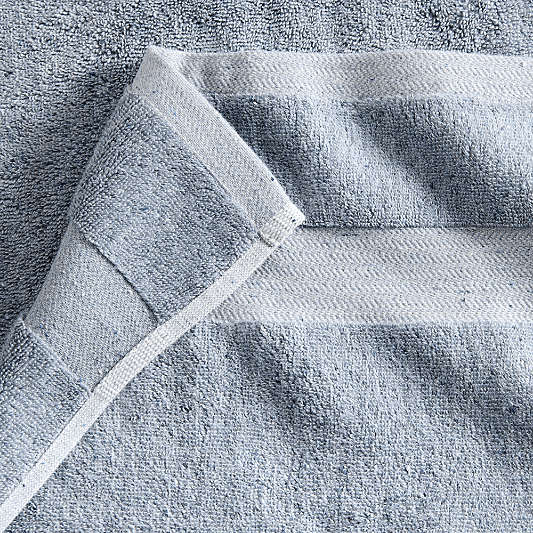 Organic Turkish Cotton Fleck Smoke Blue Bath Towels