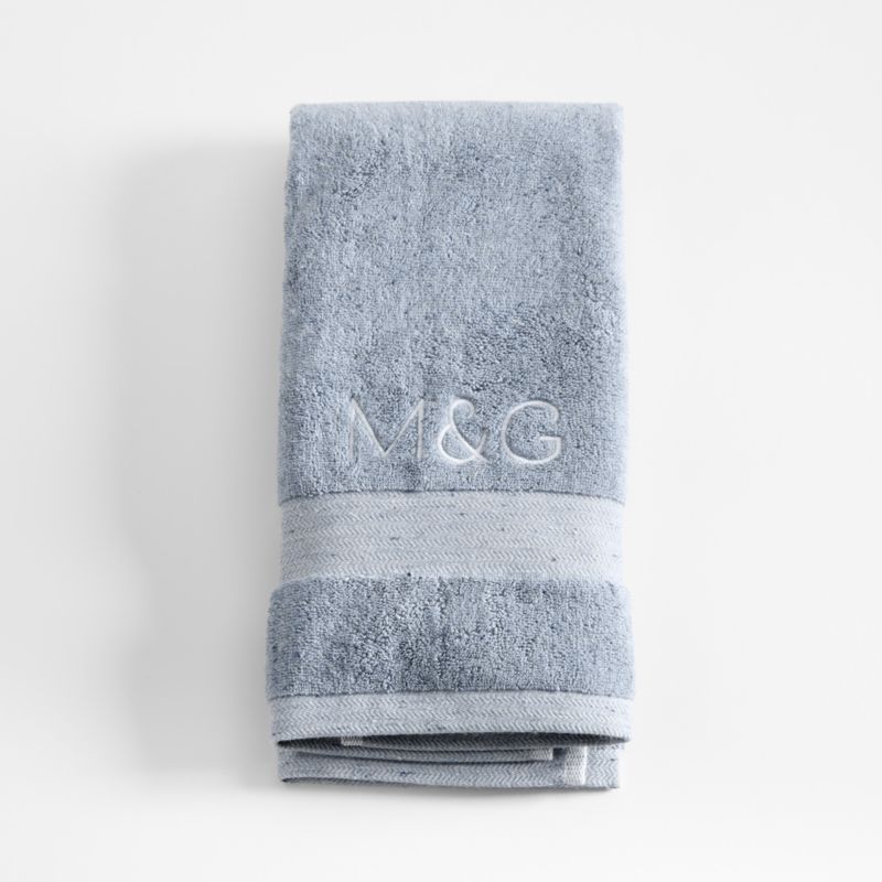 Organic Turkish Cotton Fleck Smoke Blue Hand Towel - image 9 of 11