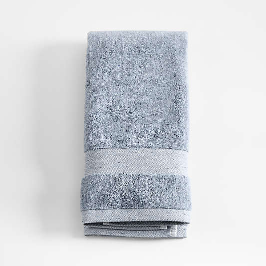 Organic Turkish Cotton Fleck Smoke Blue Hand Towel