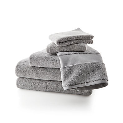 View Organic Turkish Cotton Grey Towels, Set of 6 details