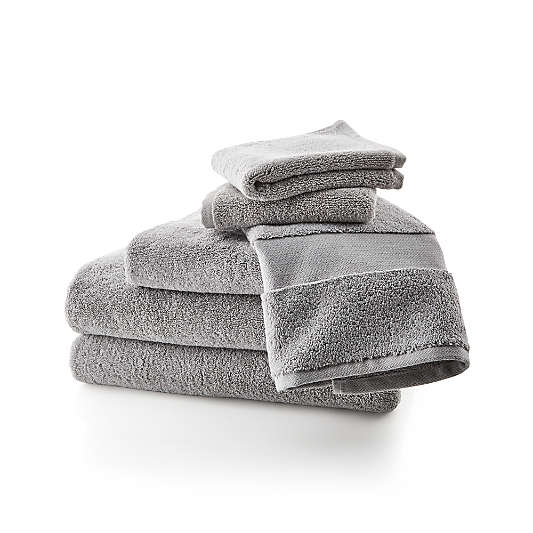 Organic Turkish Cotton Grey Towels, Set of 6