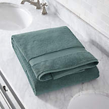 Organic Turkish Cotton Ocean Blue Bath Sheet + Reviews | Crate & Barrel