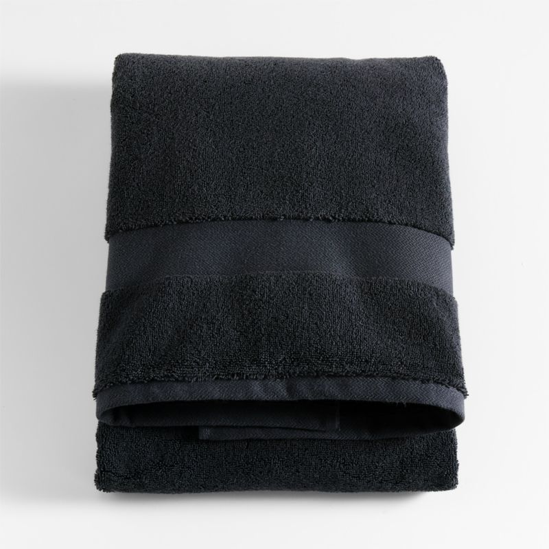 Organic Turkish Midnight Blue Cotton Bath Towel | Crate & Barrel Canada