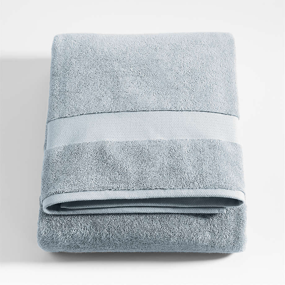 Organic Turkish Cotton Mist Blue Bath Sheet + Reviews | Crate & Barrel